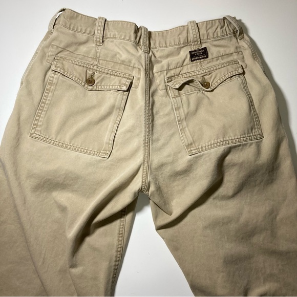 Abercrombie & Fitch Men’s 32R Khakis Chinos Tan Beige Distressed Y2K Zip Fly VTG - Picture 11 of 14